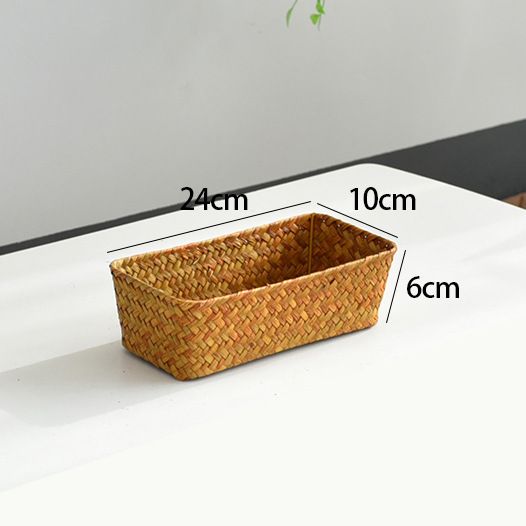 Storage Basket, Seagrass Basket for Organizing, Woven Open Storage Bins view 3