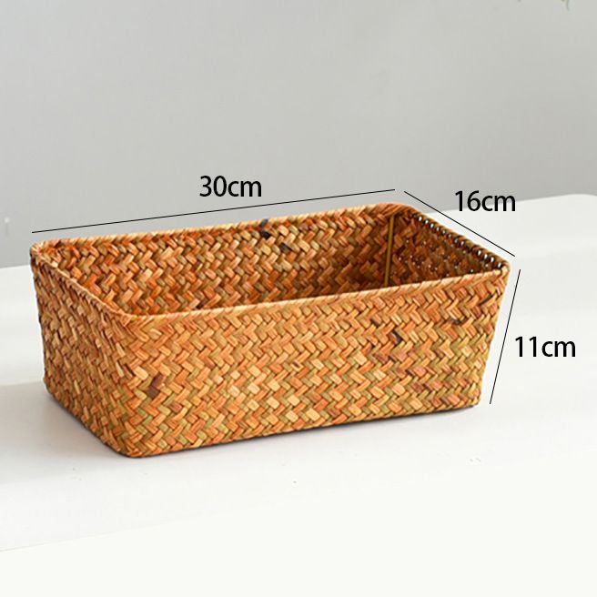 Storage Basket, Seagrass Basket for Organizing, Woven Open Storage Bins view 5