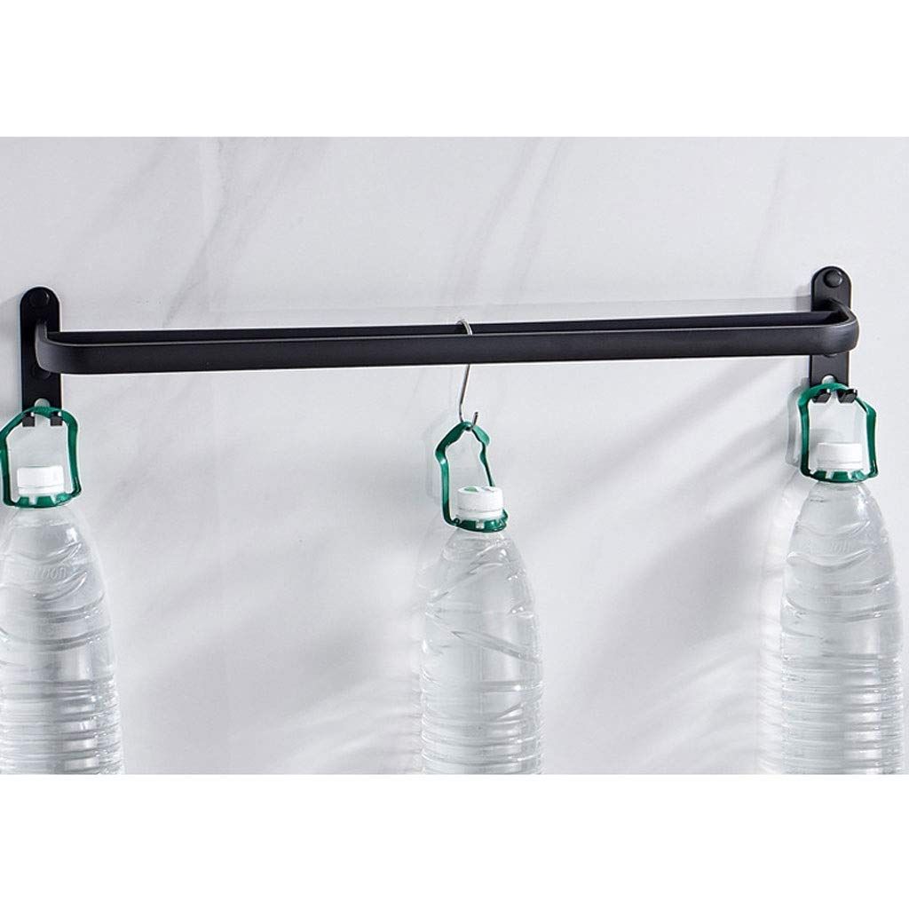 Space Aluminum Brushed Finish Towel Bars Punch-Free Dual-use Black Towel Rail view 3