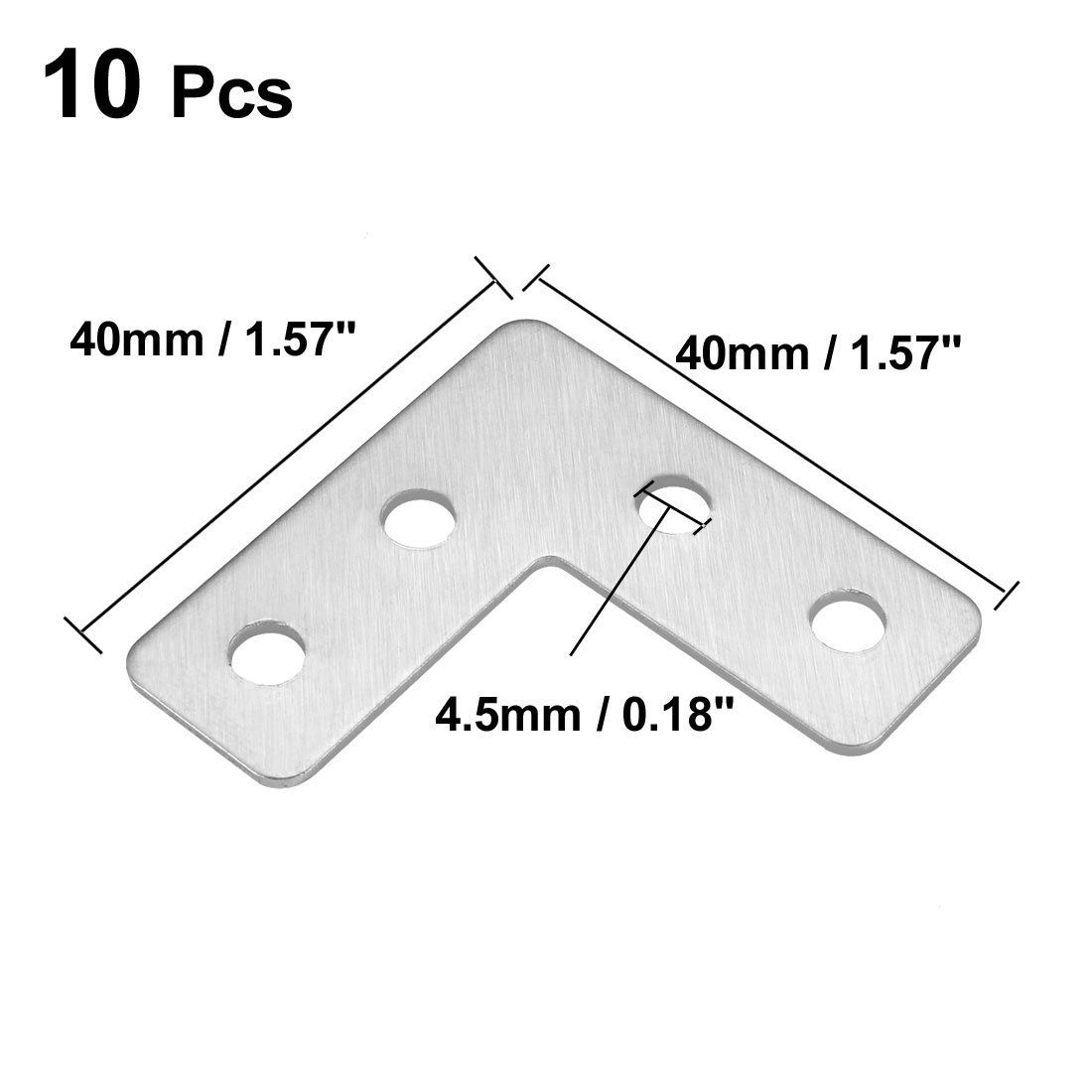 Flat Plate L Shape, 40mmx40mm, Stainless Steel 304 Angle Corner Brace Repair view 2
