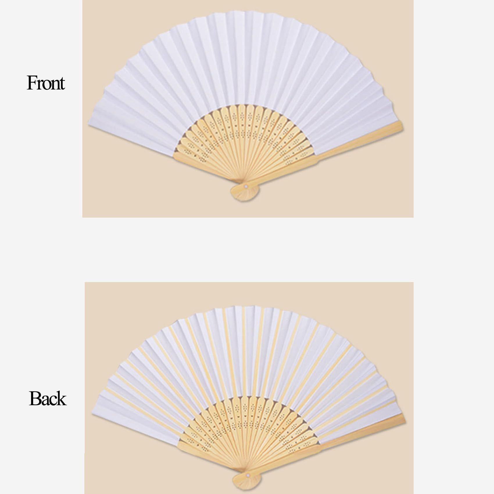 3PCS Foldable Bamboo Fans view 2