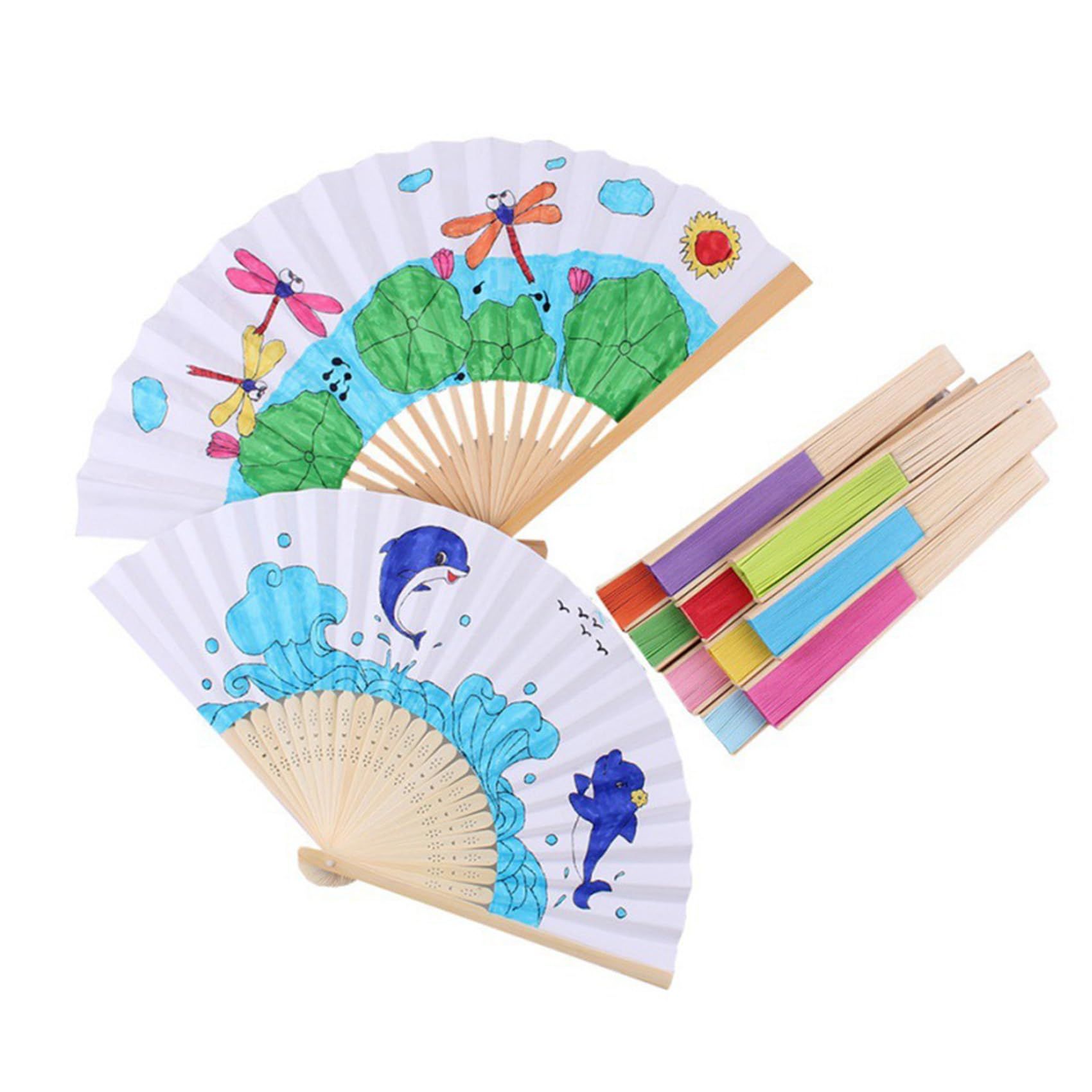 3PCS Foldable Bamboo Fans view 5