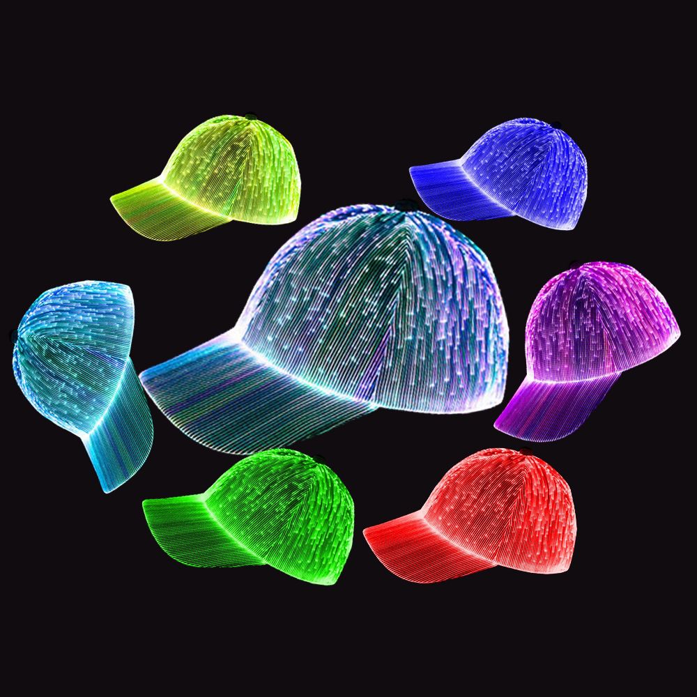 LED Cap Fiber Optic Hat Baseball Caps Light Up 7 Colors Glowing USB Charging view 2