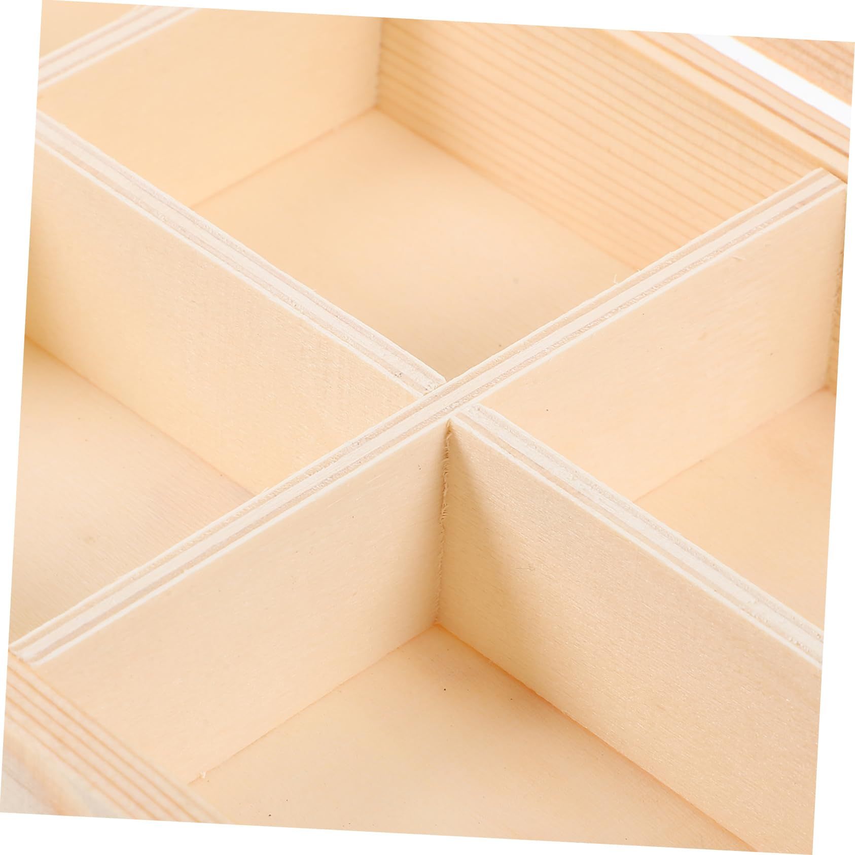 Box Transparent Grid Wooden Box Cosmetic Storage Keepsake Storage Cabinet view 5
