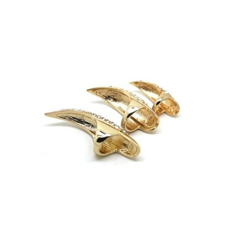 Set of 5 gold Different sizes Eagle Claw Ring Jewelry False Nail Retro Talon