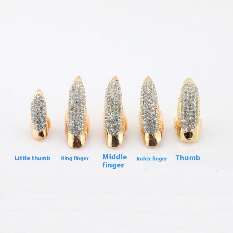 Set of 5 gold Different sizes Eagle Claw Ring Jewelry False Nail Retro Talon view 2