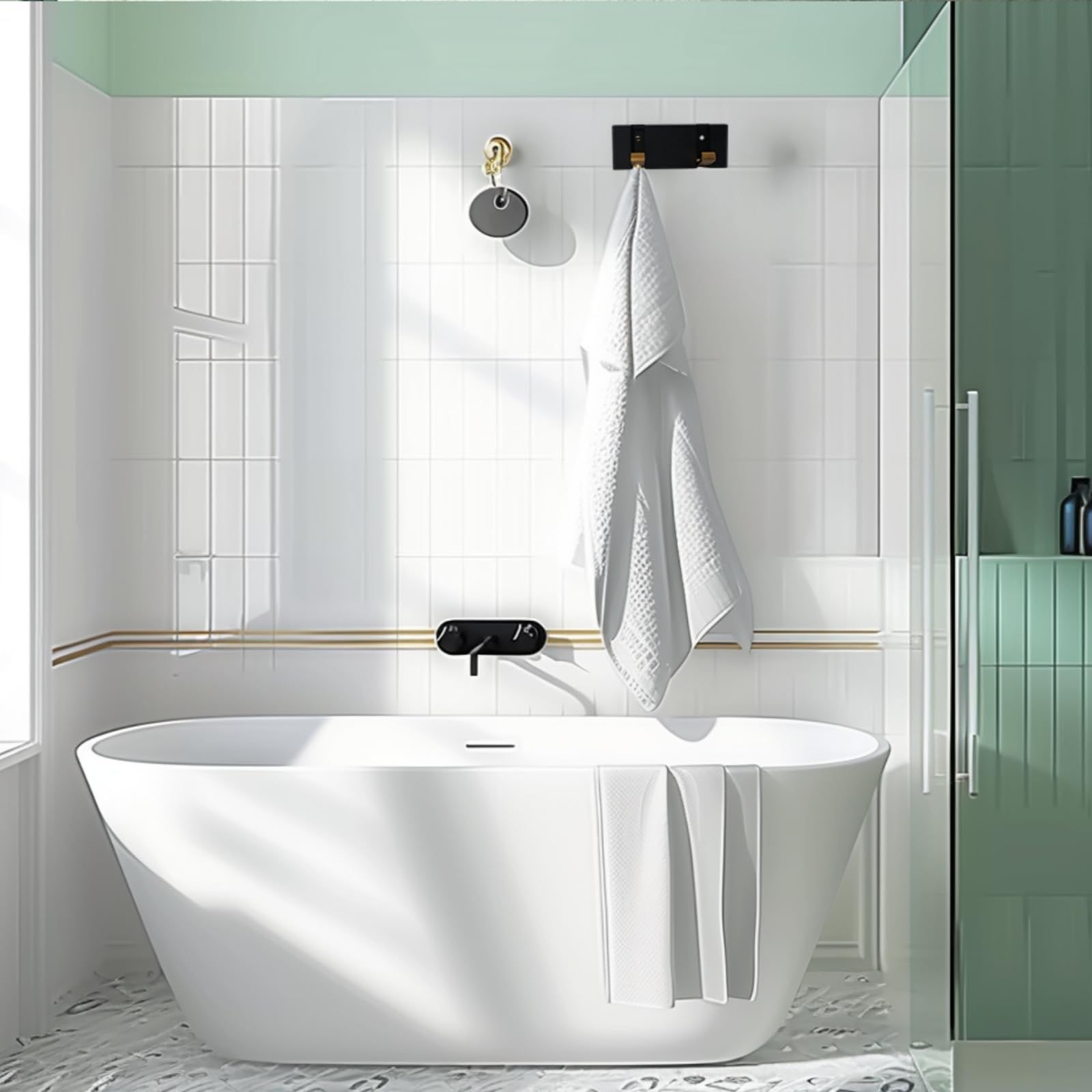 Modern Waterproof Black Gold Wall Hooks，Foldable Towel Hooks for Bathrooms view 4