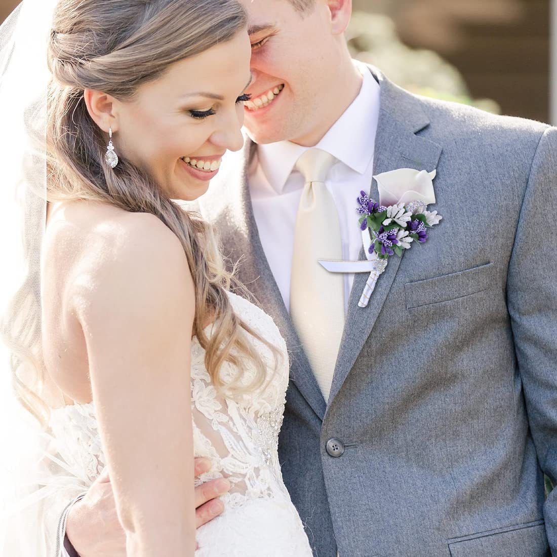 Boutonniere for Men Wedding Groom Best Man Boutonniere with Pin Set of for view 4