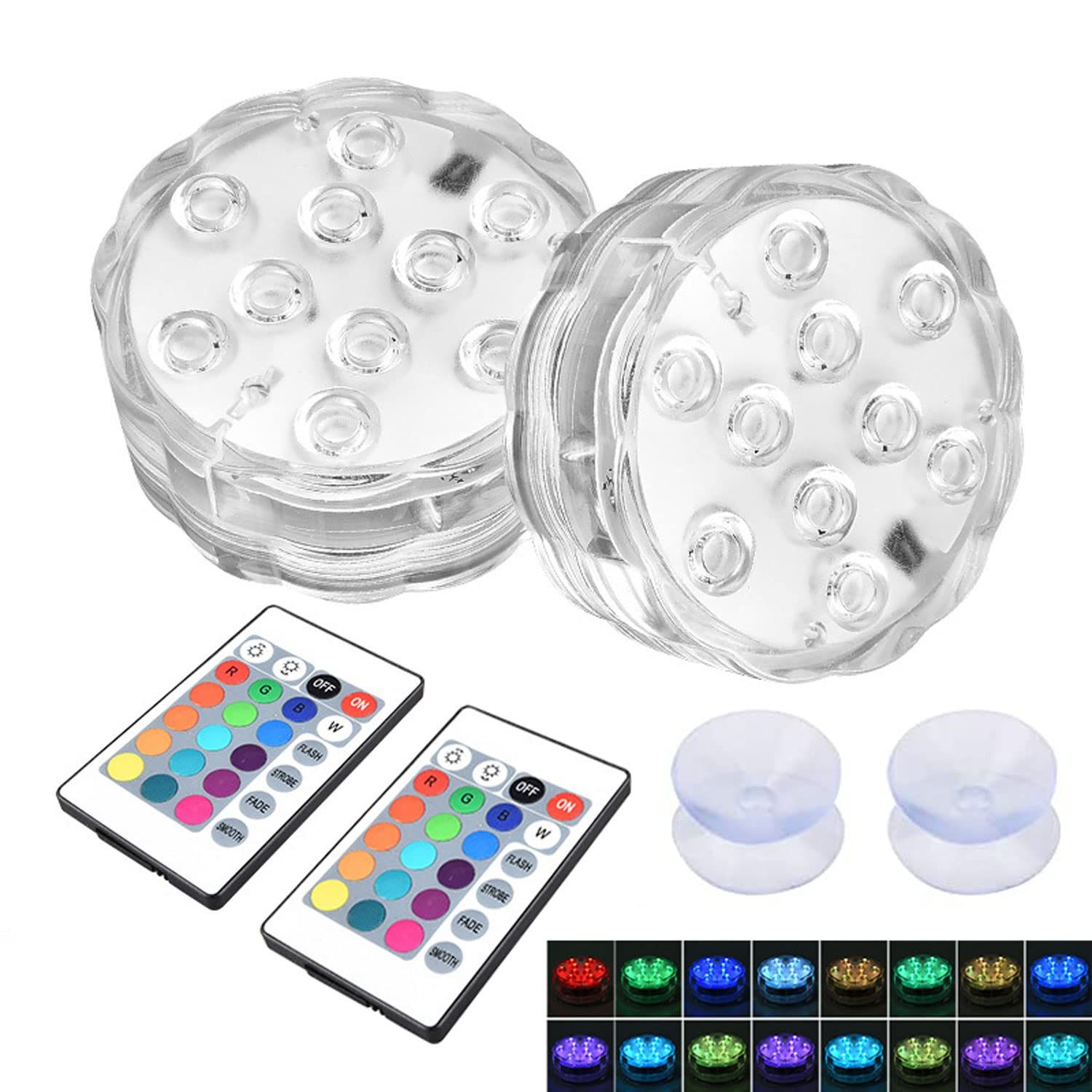 Submersible LED Lights Remote Control Battery Powered