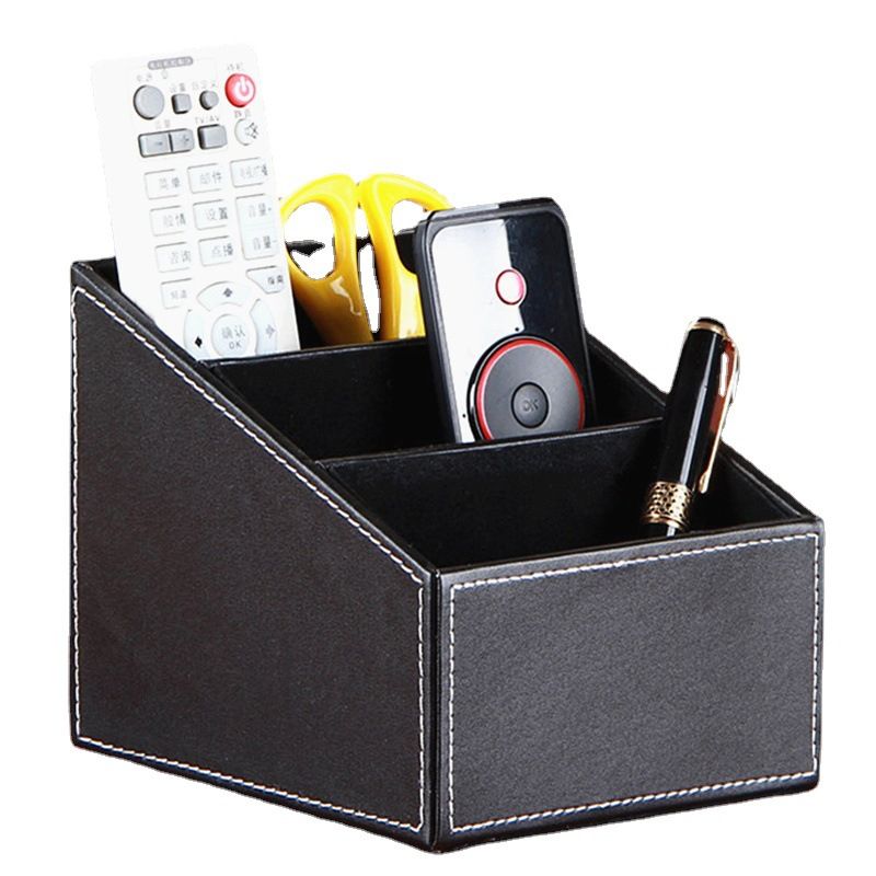 Remote Control Holder PU Leather Storage Container for TV Remote Phone view 2