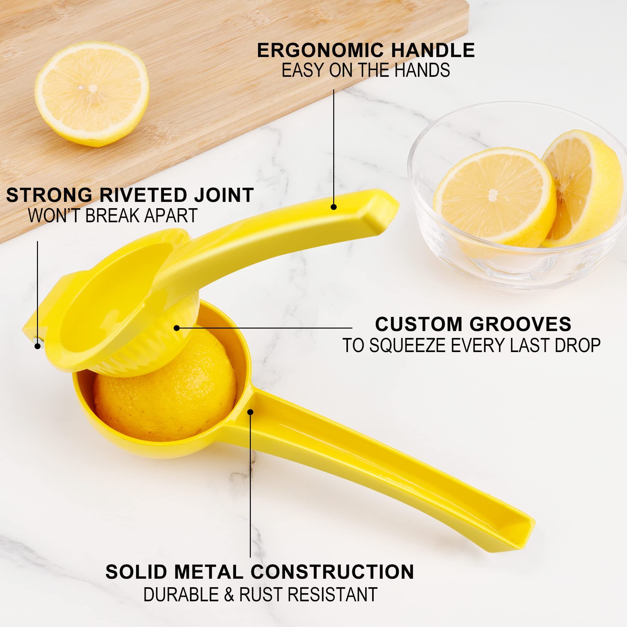 Yellow Lemon Squeezer - Metal Manual Hand Juicer Tool view 2
