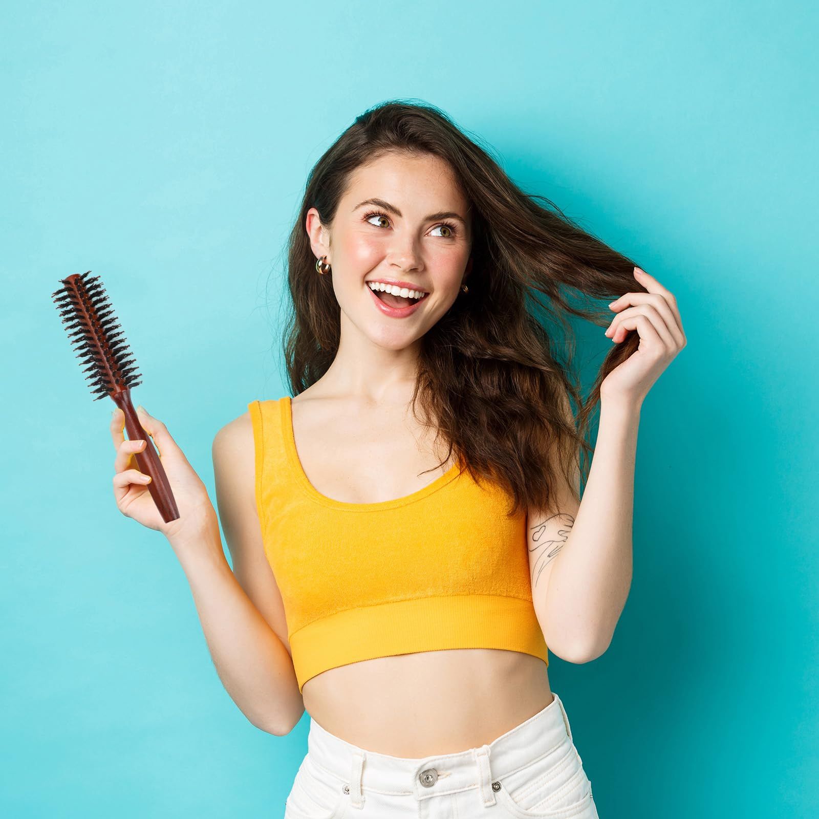 Small Round Hair Brush, Boar Bristle Vent Hair Brush Portable Hair Brush with view 4