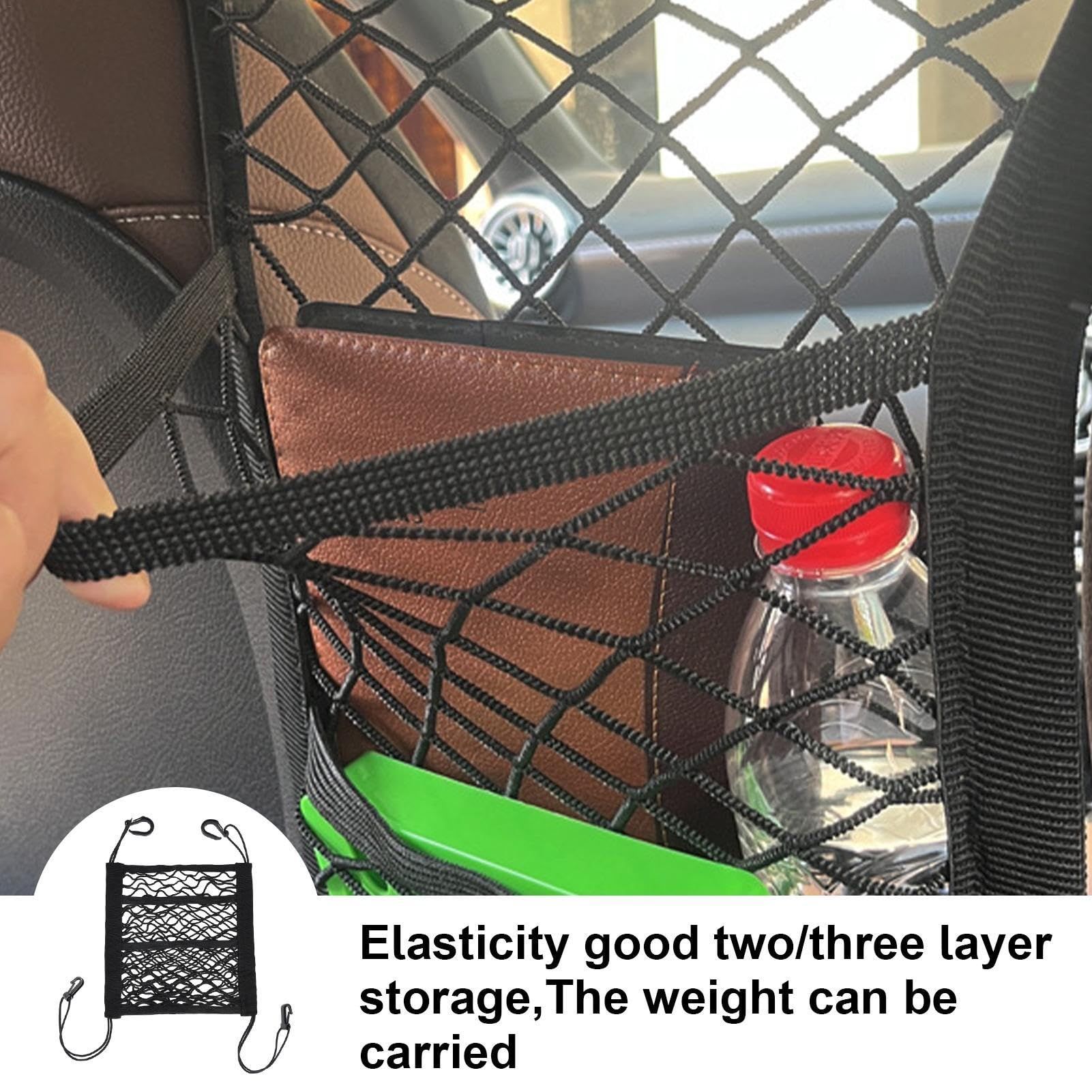 3-Layer Car Mesh Organizer Storage Between Front Seats Kid Dog Pet Net Barrier view 5