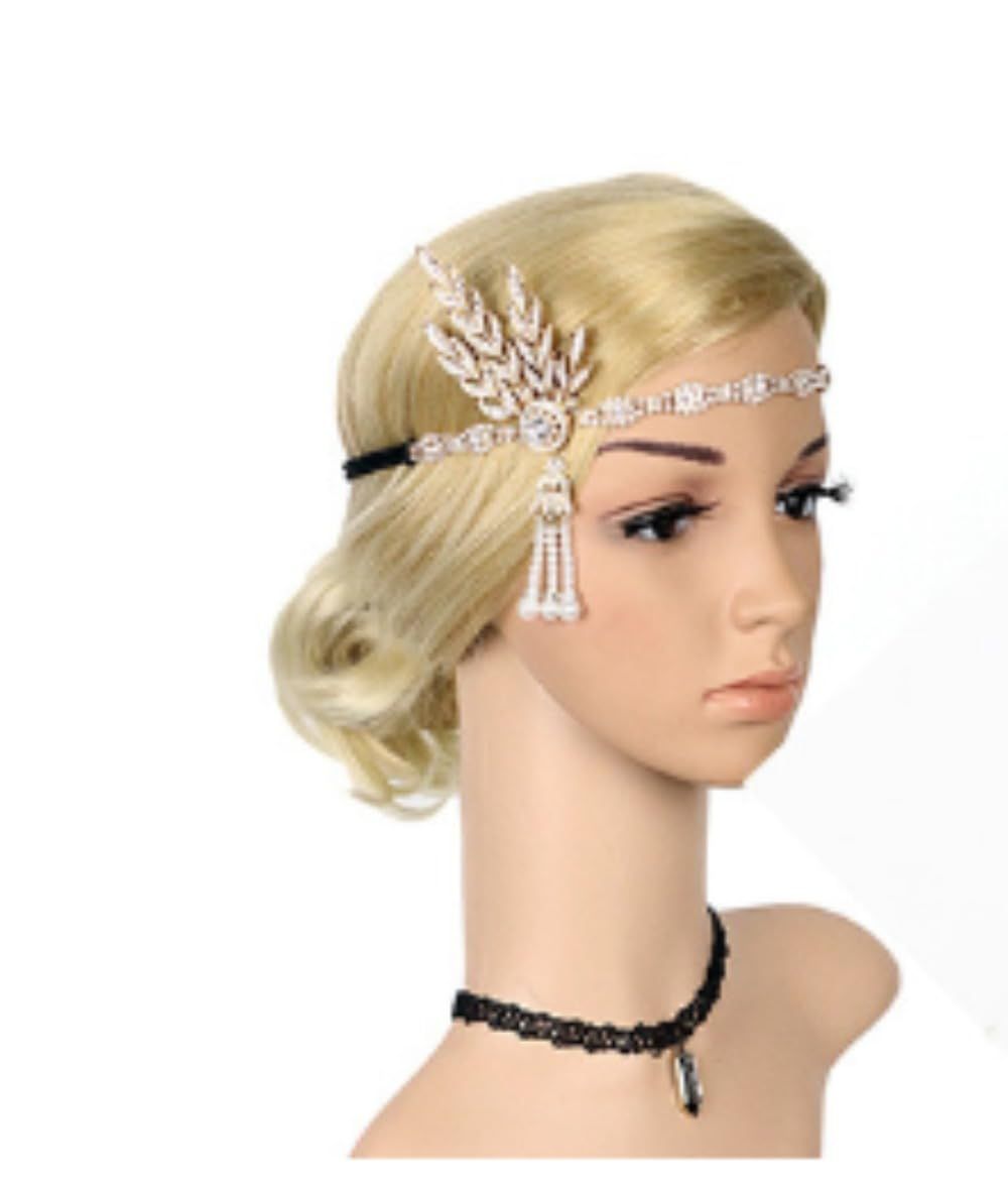Headpiece Feather Headband Great Hair Accessories Vintage Wedding Leaf Pearl view 3