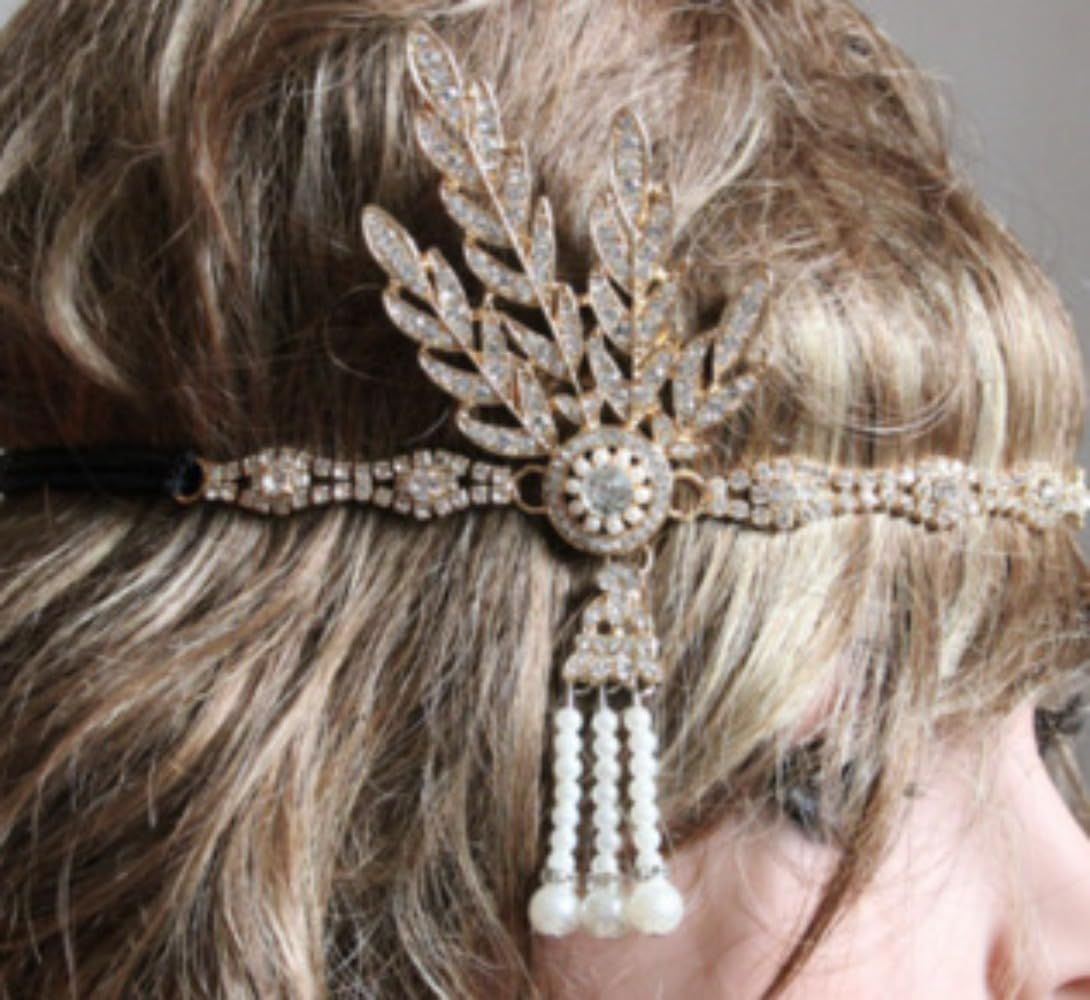 Headpiece Feather Headband Great Hair Accessories Vintage Wedding Leaf Pearl view 4