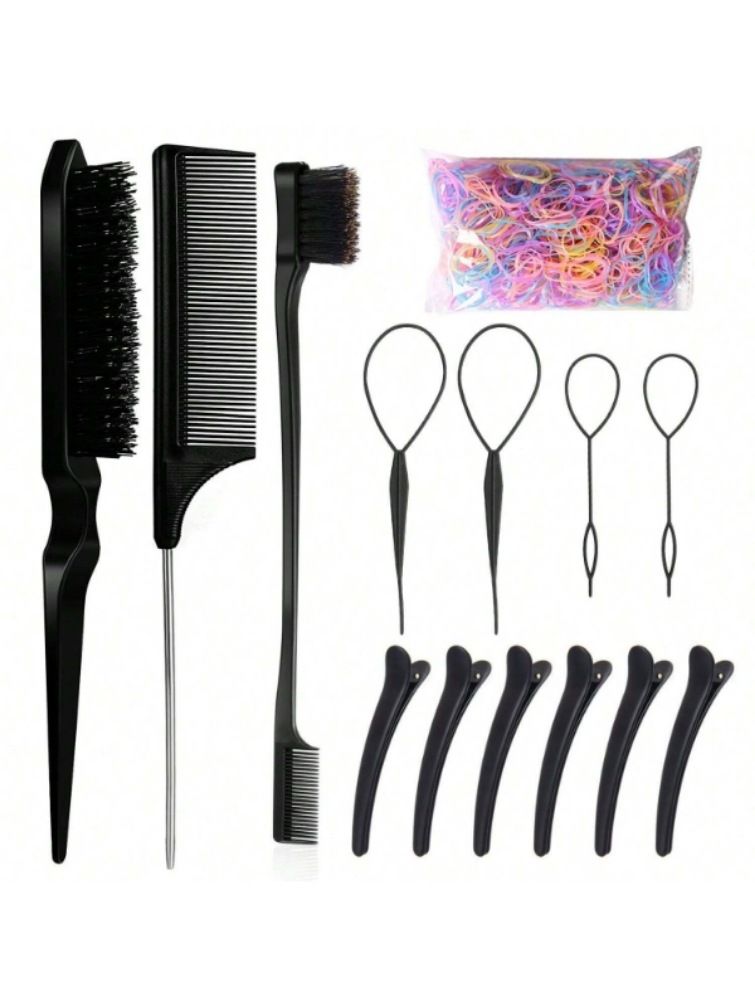 Back Hair Brush Set Bristle Hair Brush Edge Control Brush Teasing Comb for view 2