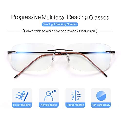 Rimless Progressive Multifocus Reading for Women Men Unisex Rectangular view 4