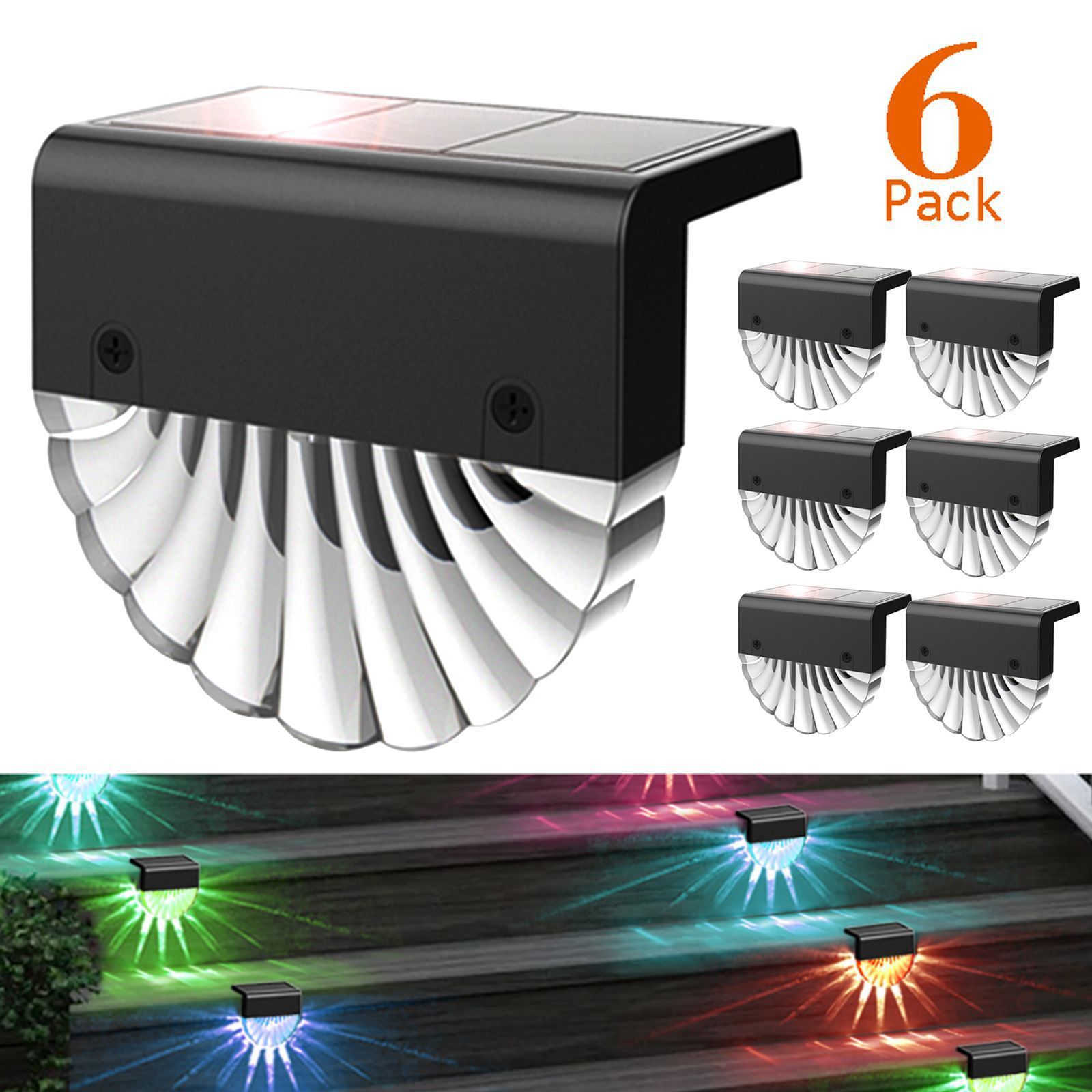 Solar Deck Lights [6 Packs] Waterproof Solar Fence Lights Dusk to Dawn Step view 2