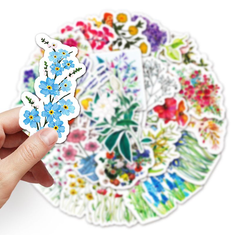 50 Pcs Flower Stickers,Vinyl Waterproof Stickers for view 3