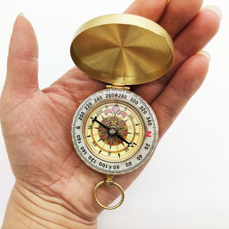 Gold Brass Pocket Compass for Camping view 2