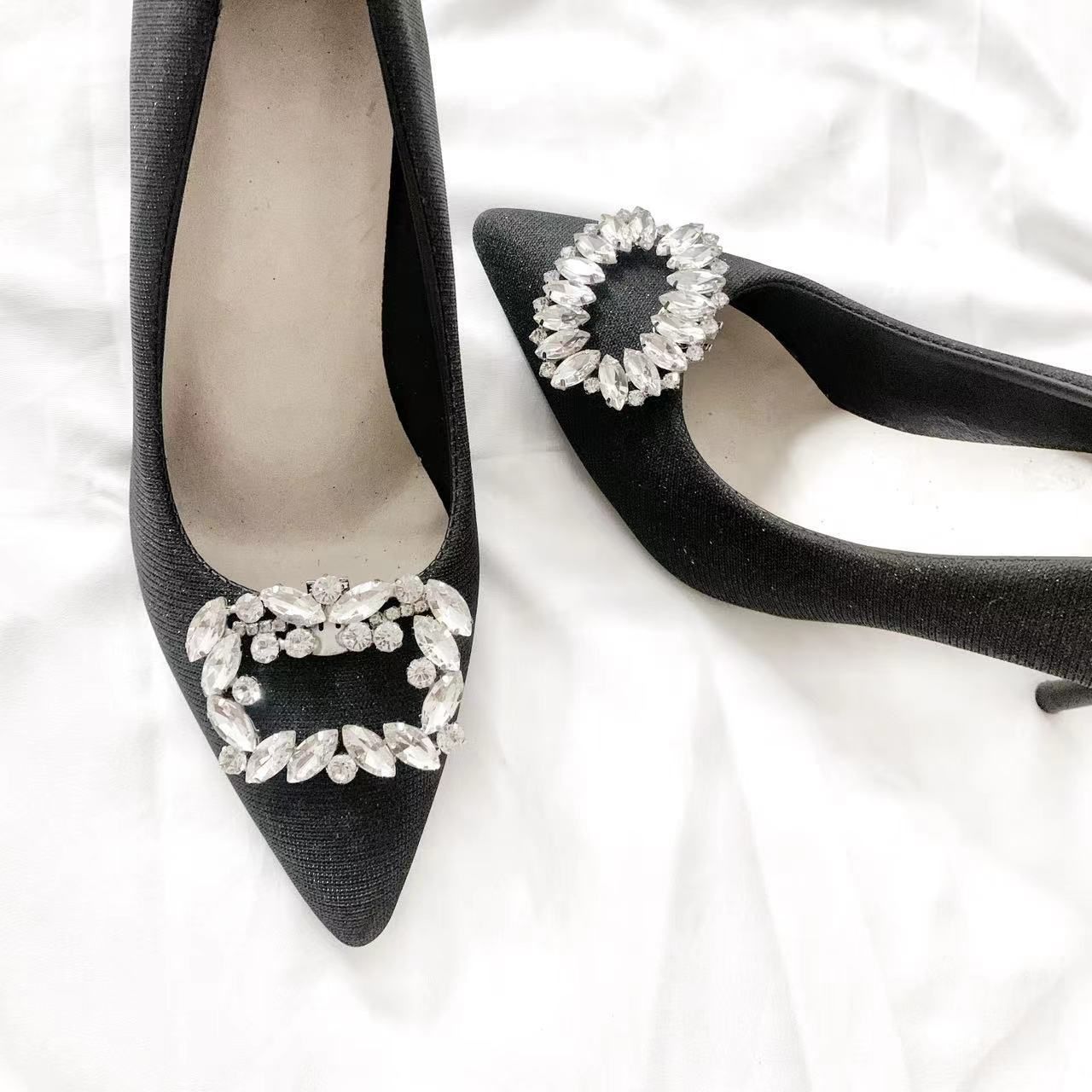 3 Pair Rhinestone Shoe Clips Metal Shoe Decoration Detachable Women Flats view 4