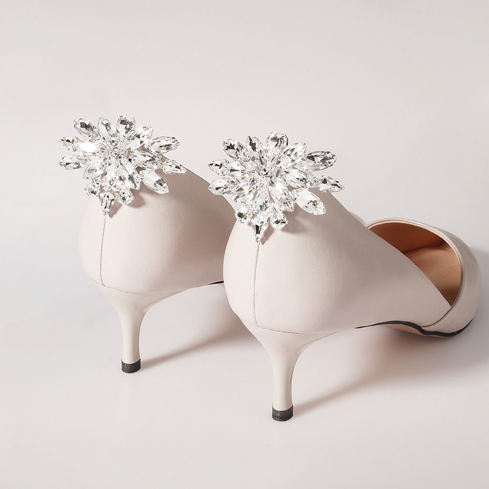 A Pair of Flower-shaped Rhinestones Crystal Shoe Clips Women Bride Wedding view 5