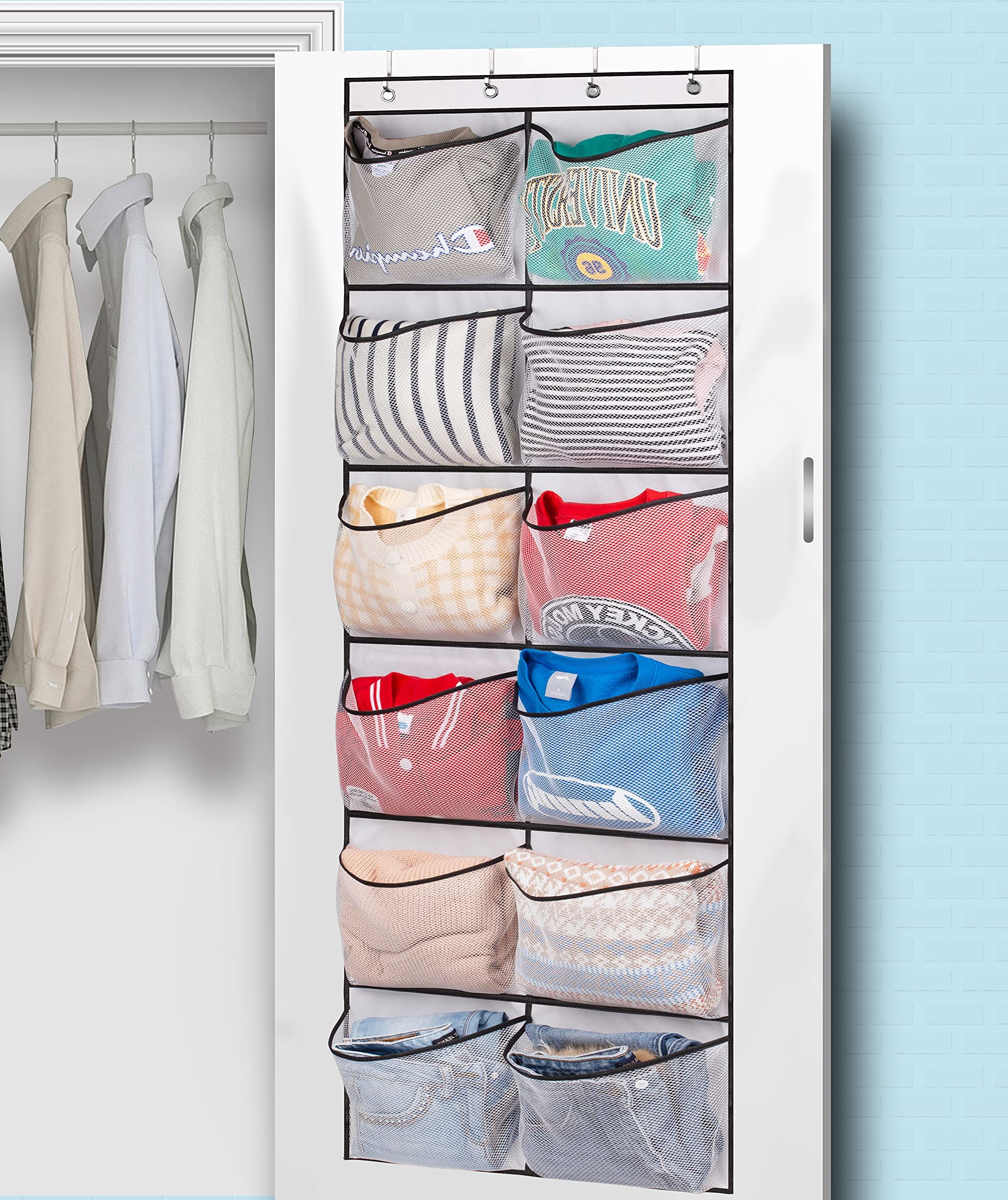 12 Large Mesh Pockets Boots Hanging Storage Shoe Rack for Closet closet shoe view 4