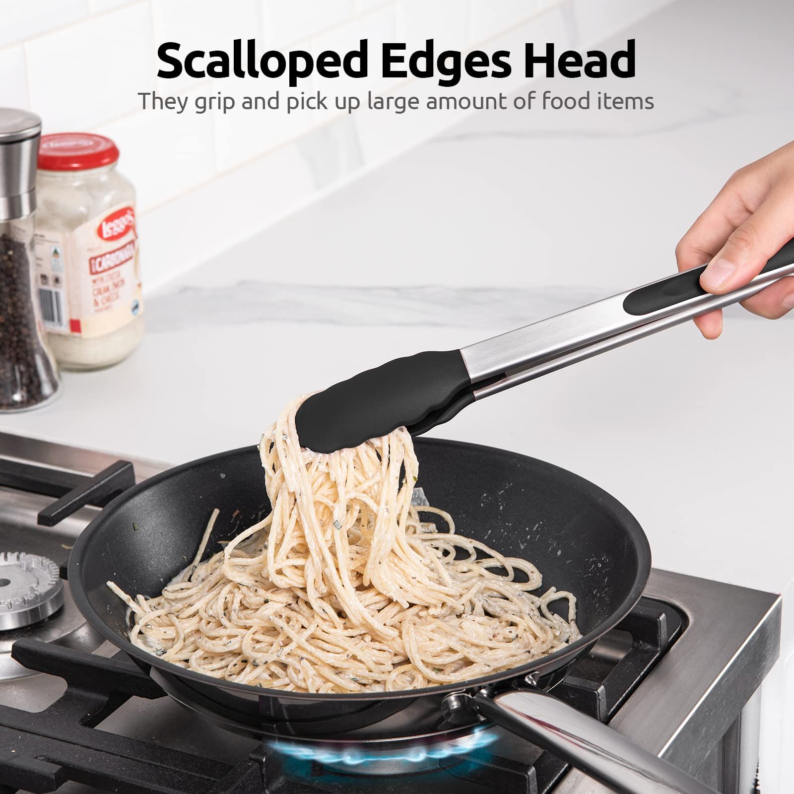 Silicone Cooking Tong with Firm Sealed Non Stick Rubber Tips & Silicon Coated view 4