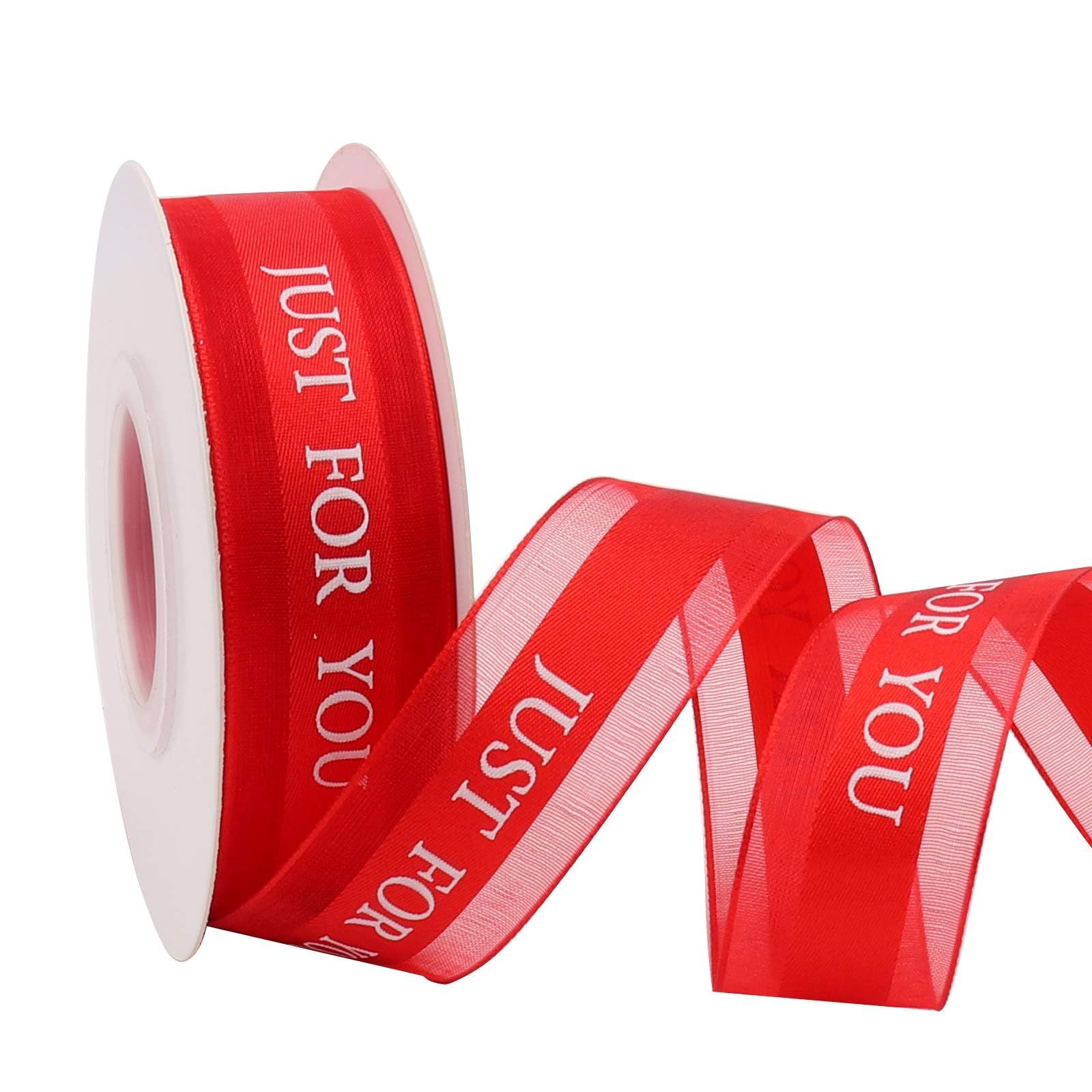 Red Ribbon Printing JUST for You Fabric Craft Ribbon Perfect for Craft