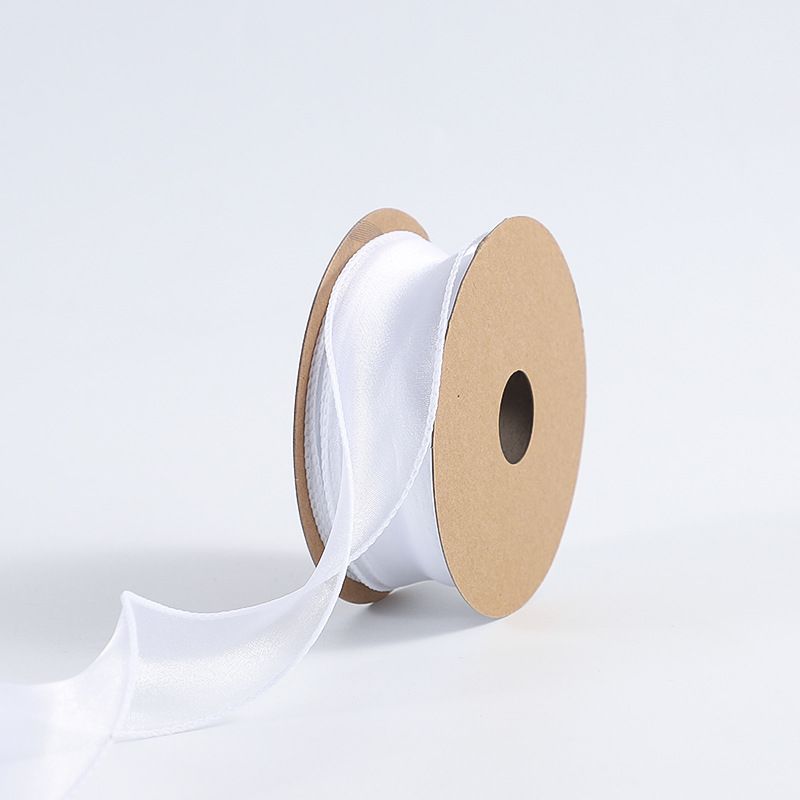 Wide White Wired Ribbon Ribbons for Crafts Floral Bouquets Wedding Car Party view 3