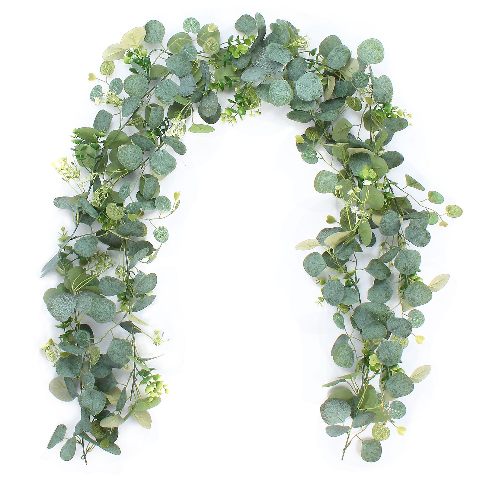 2pcs Artificial Fake Silver Dollar Eucalyptus Vines Table Runner for Wedding view 4