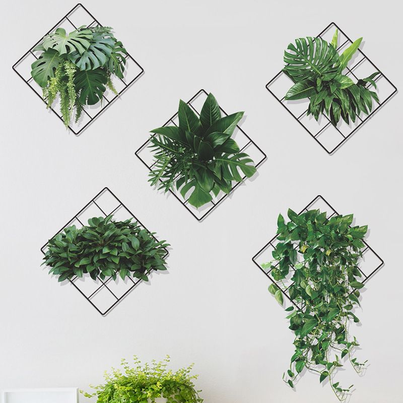 3D Vivid Green Plants Grid Wall Decal — image 1