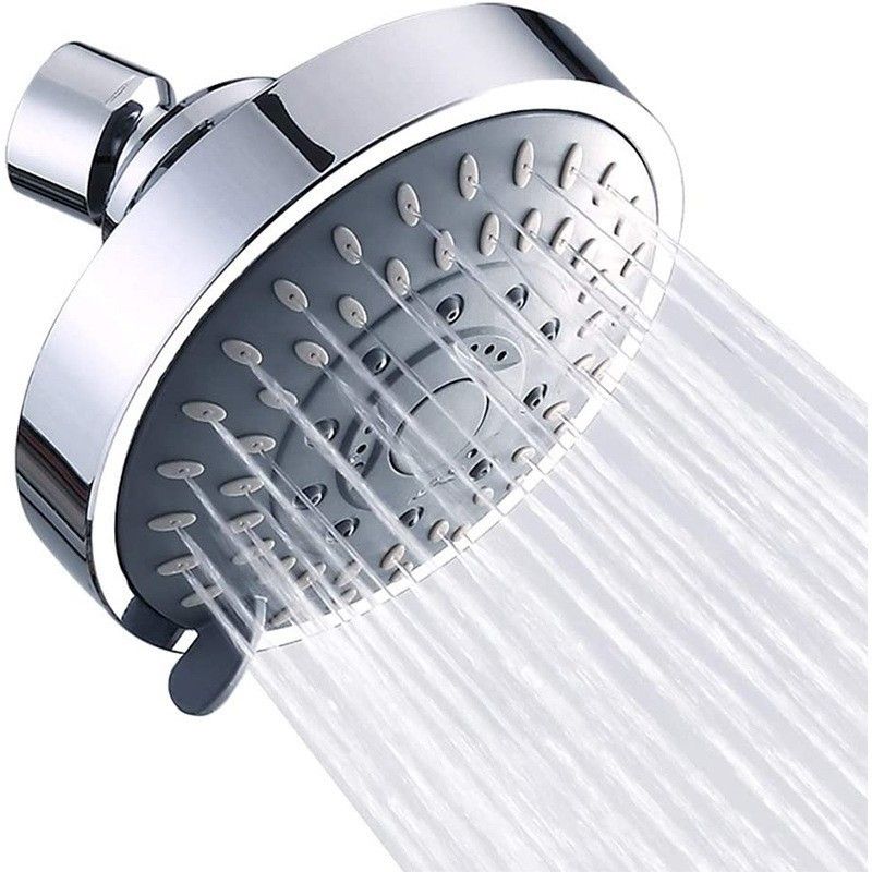 Shower Head, High Pressure Shower Heads 4.1 Inch 5 Settings Rain High Flow
