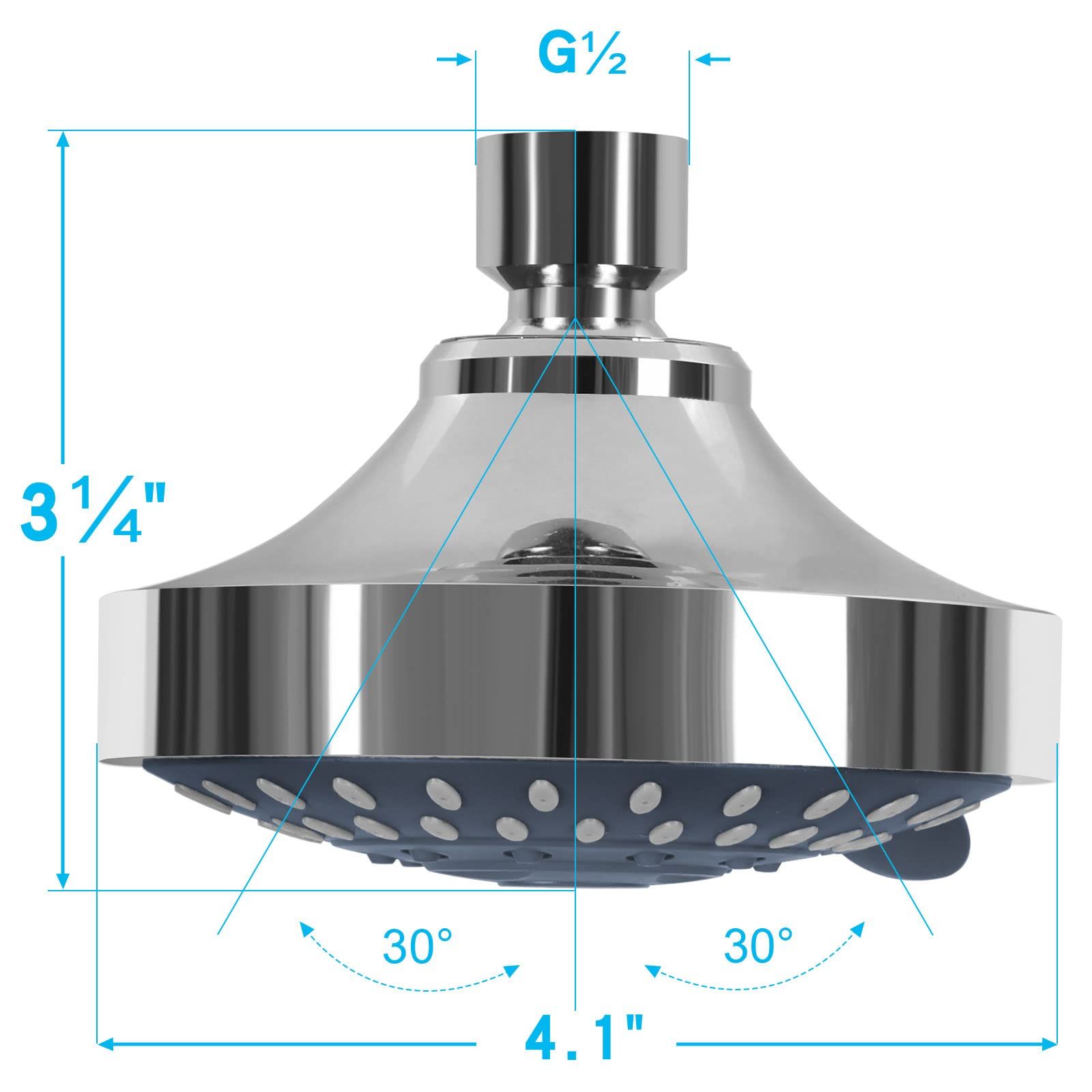 Shower Head, High Pressure Shower Heads 4.1 Inch 5 Settings Rain High Flow view 4