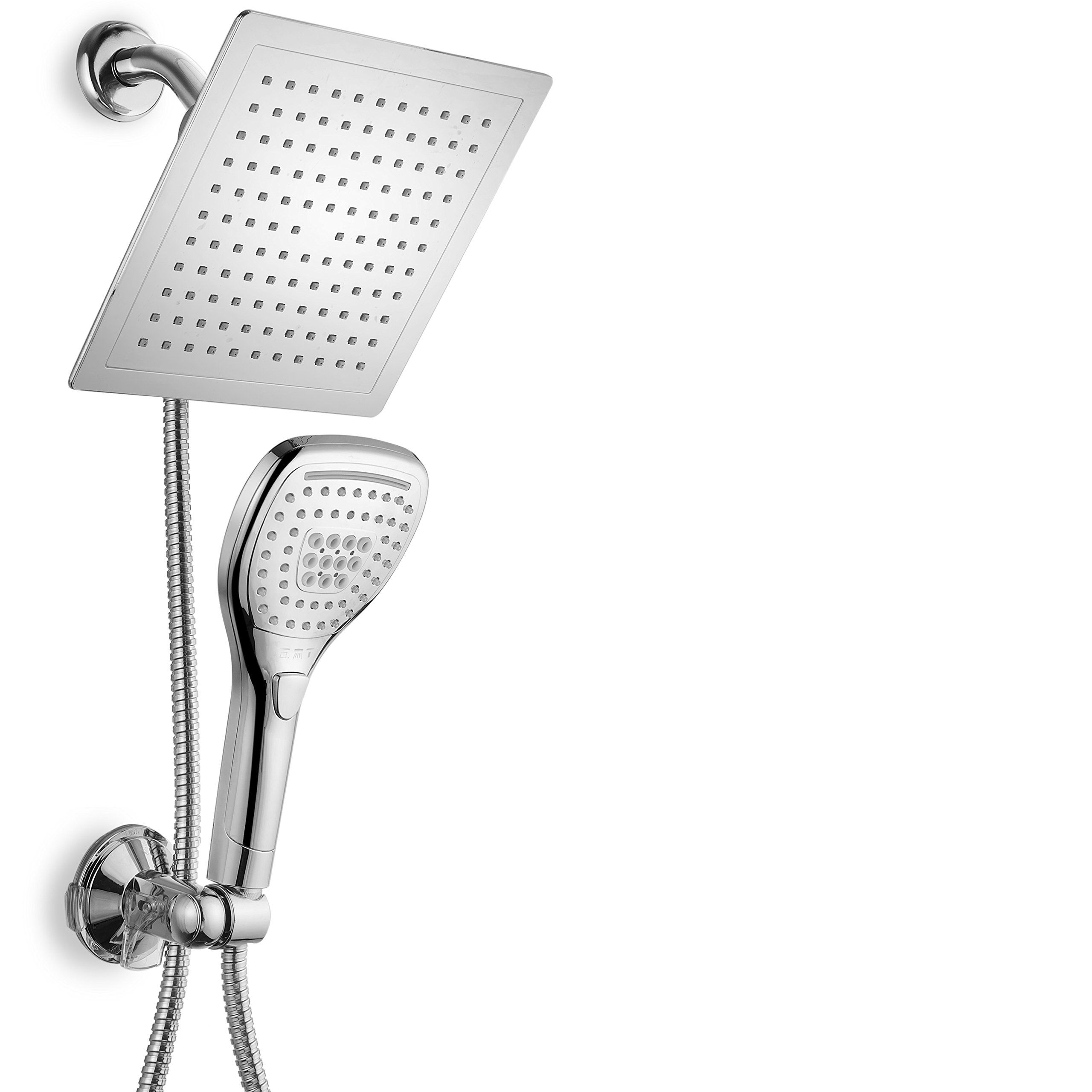 Ultra-Luxury 8" Rainfall Shower Head/Handheld Combo. Convenient Push-Button