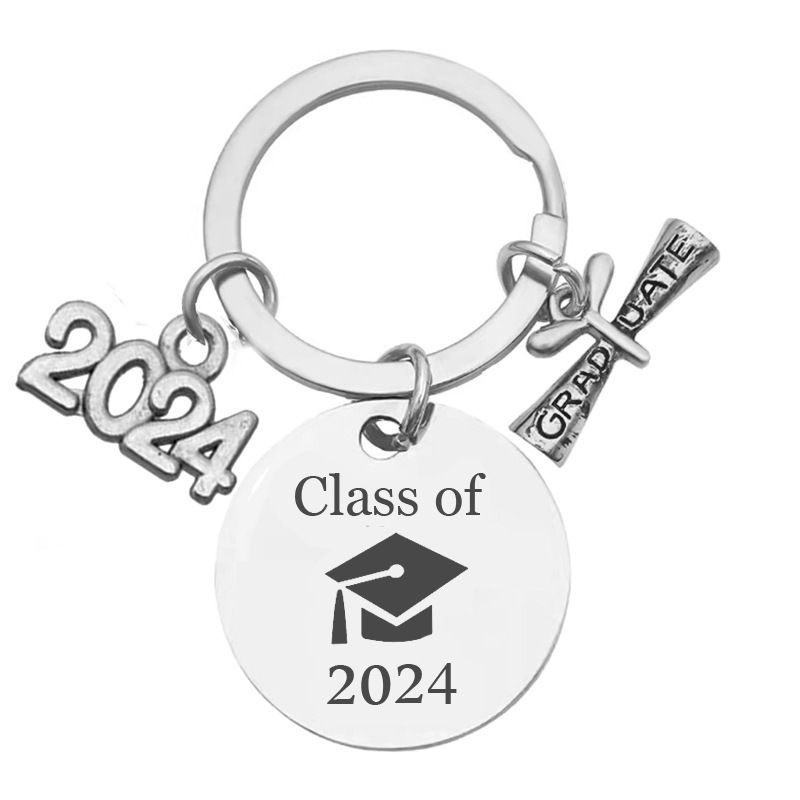 Graduation Keychain Unique Class of 2024 Key Chains Stainless Steel Keyring view 3