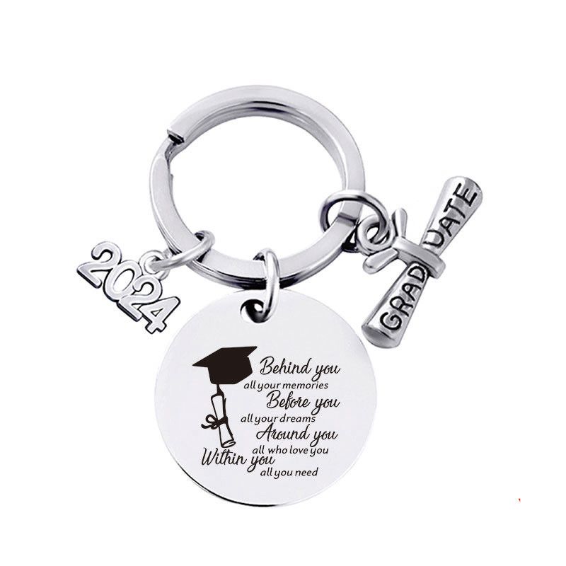 Graduation Keychain Unique Class of 2024 Key Chains Stainless Steel Keyring view 4