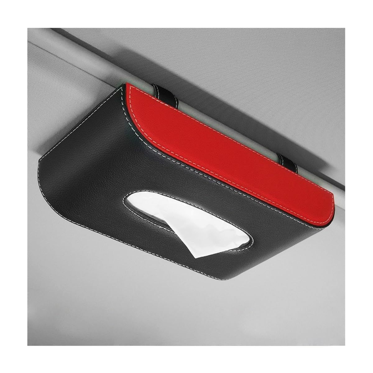 Car Tissue Holder, Leather Sun Visor Napkin Dispenser, Rectangular Paper view 5