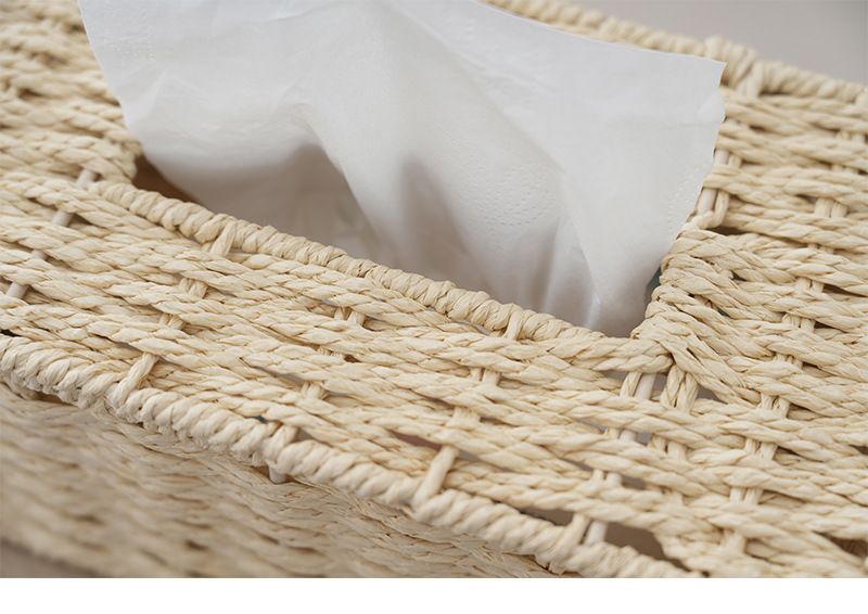 2PCS Tissue Box Cover Rectangle Tissue Box Rattan Tissue Box Holder view 2