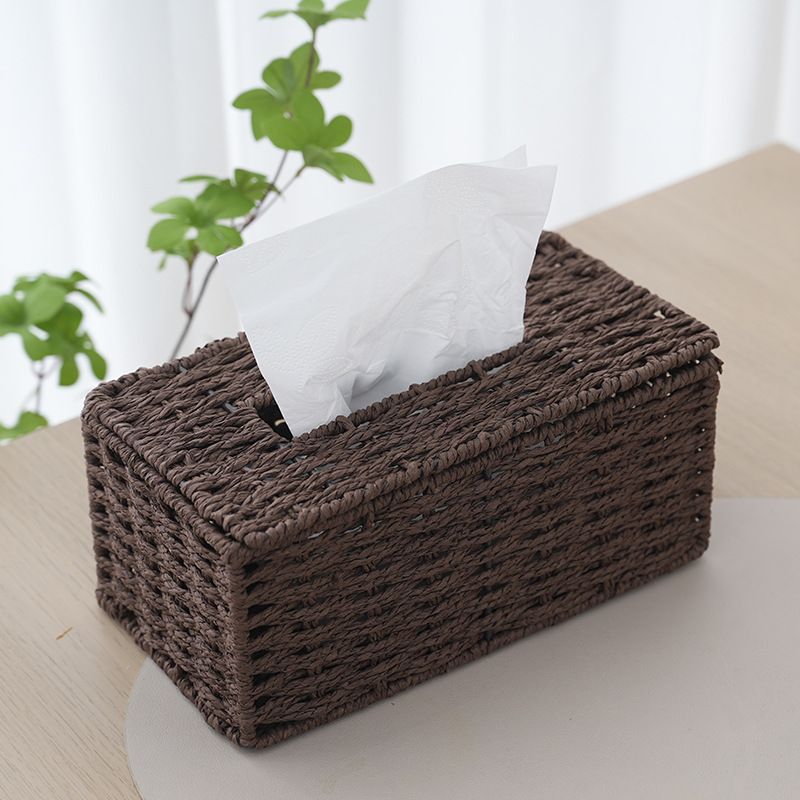 2PCS Tissue Box Cover Rectangle Tissue Box Rattan Tissue Box Holder view 5