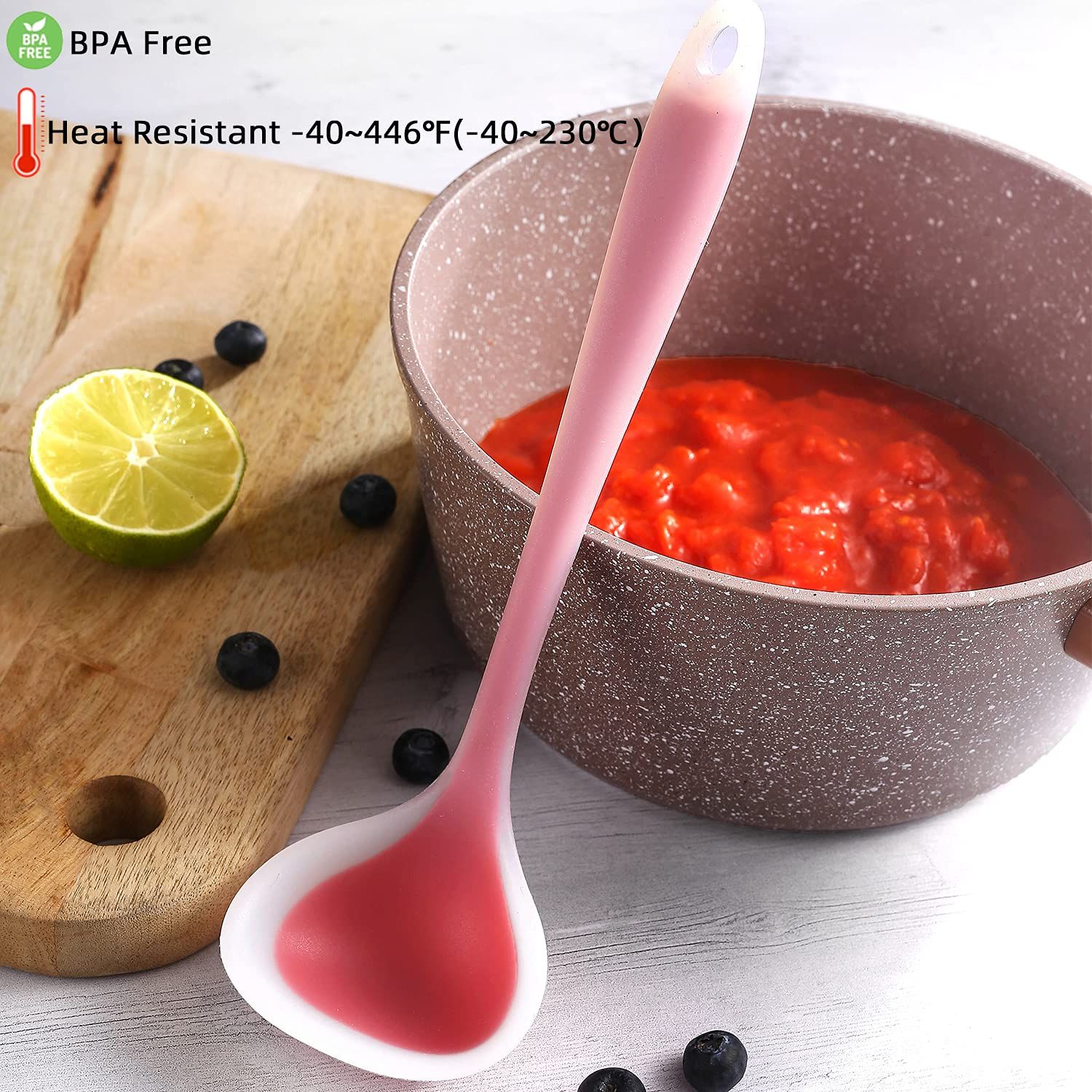Semitransparent Silicone Soup Spoon Silicone Ladle Spoon Heat Resistant BPA view 5