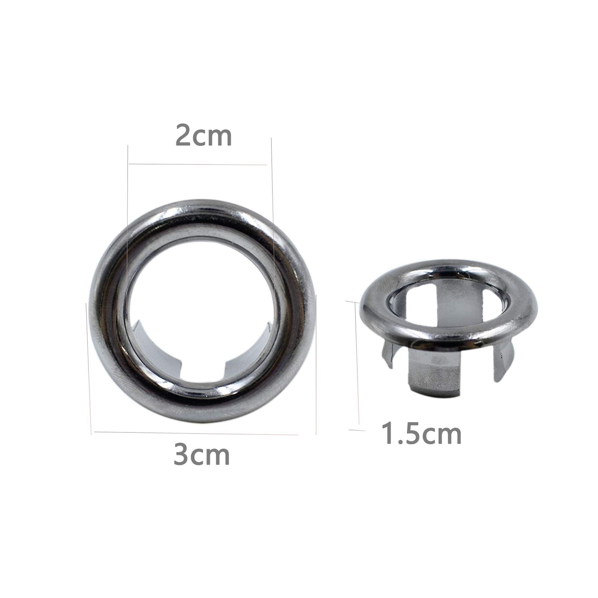 4 Pack Bathroom Basin Sink Round Hole Trim Chrome Overflow Cover Rings Hole view 2
