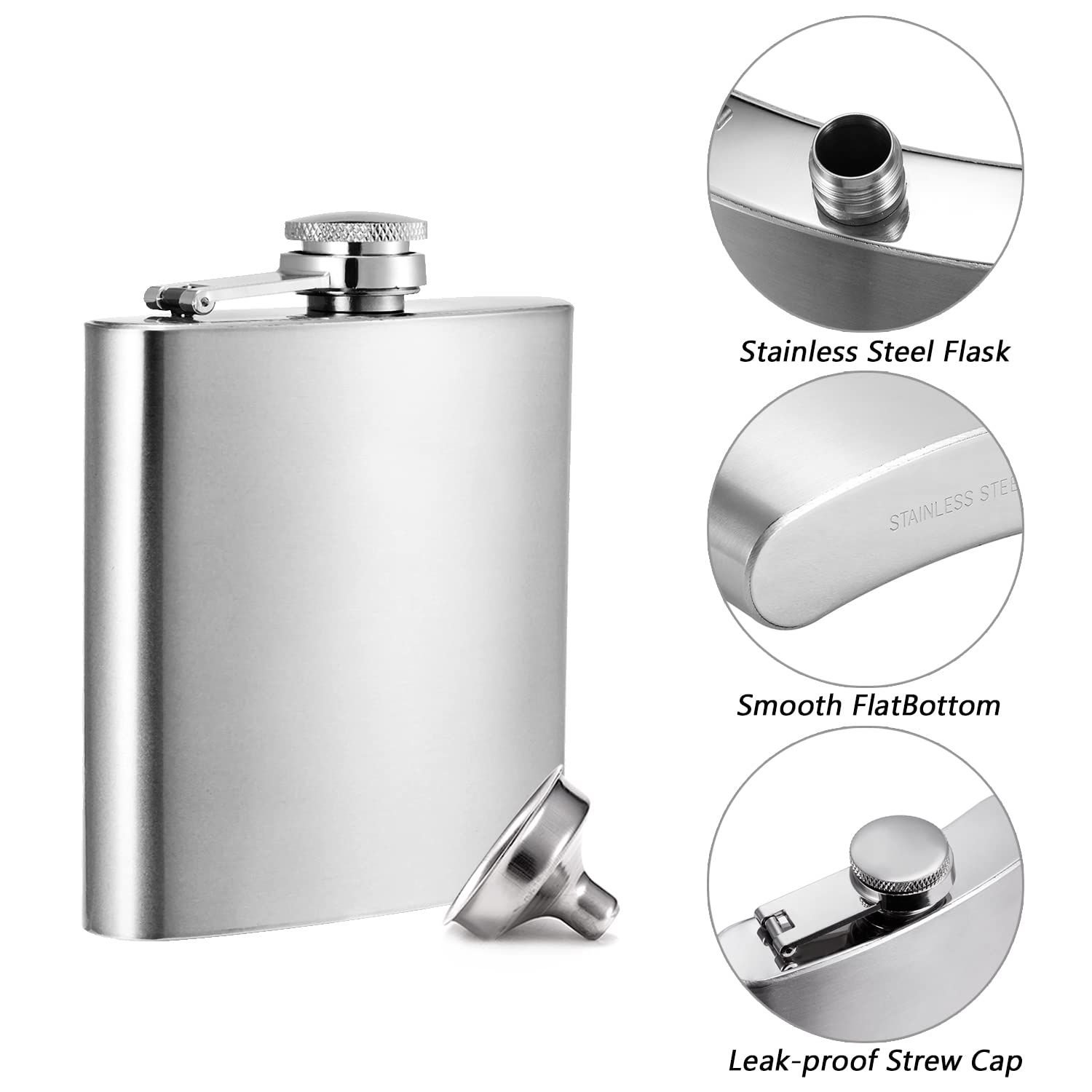 Hip Flask Pocket Alcohol Dranking Flask 7 OZ Stainless Steel Leak proof with view 3