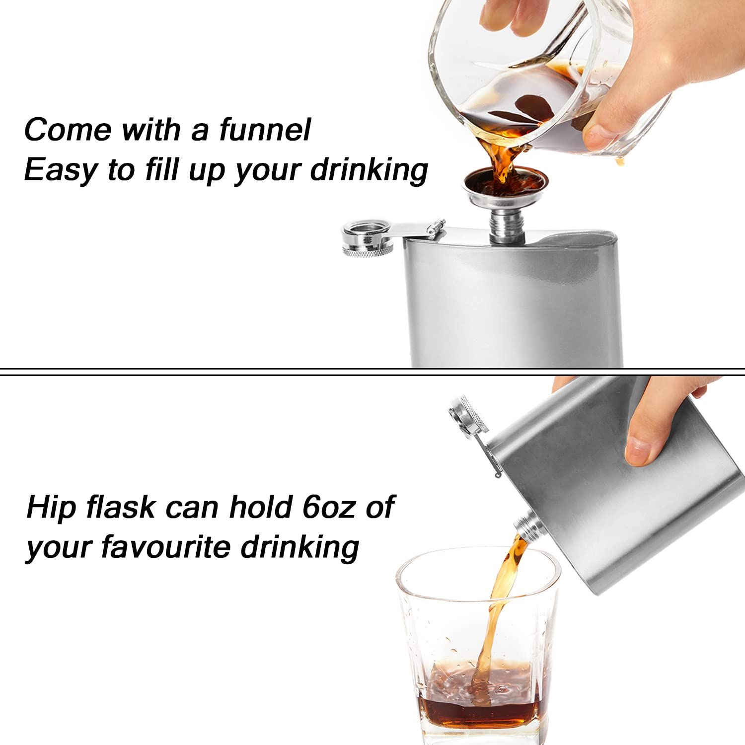 Hip Flask Pocket Alcohol Dranking Flask 7 OZ Stainless Steel Leak proof with view 4