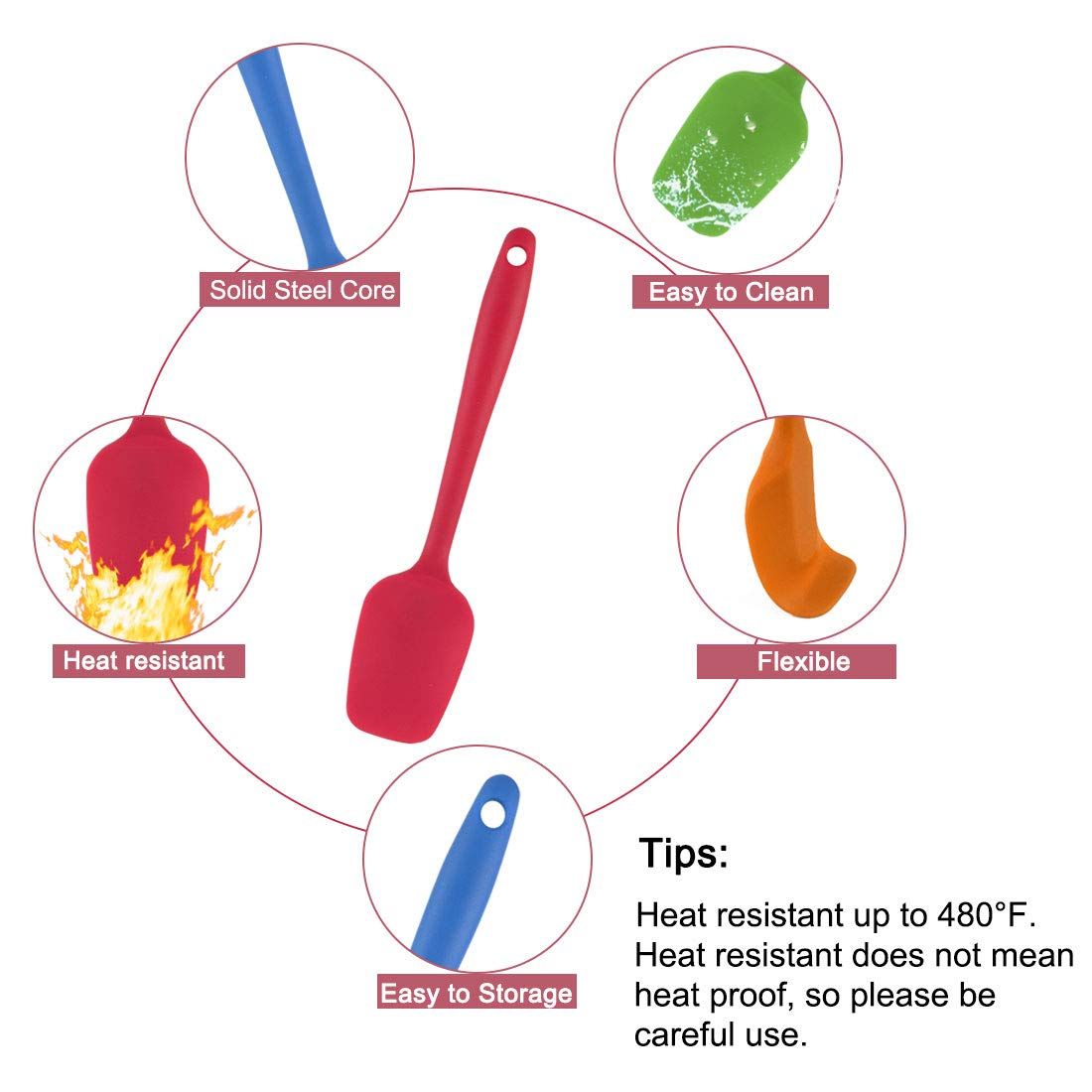 4pcs Silicone Spatula Set Heat Resistant Kitchen Flipping Turner Non Stick view 2