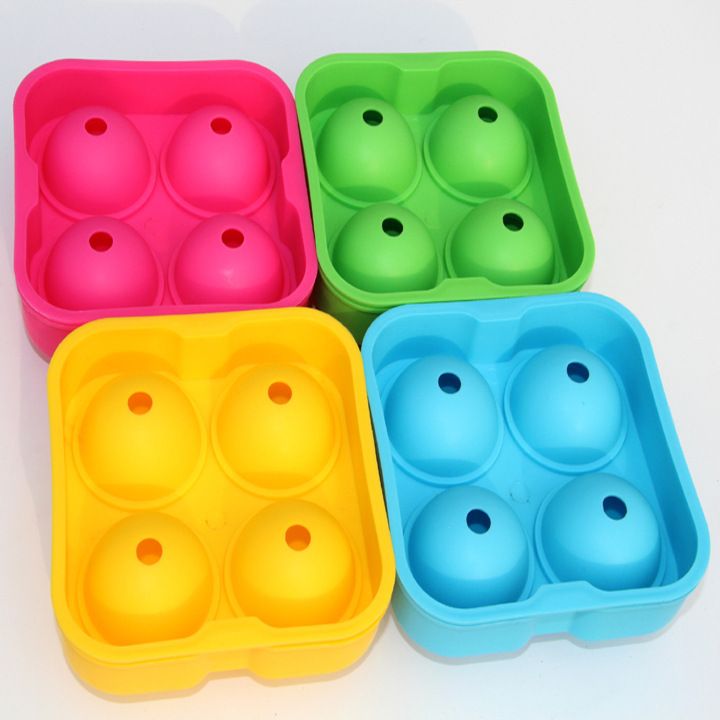 Silicone 4 Ball Ice Trays - Easy Fill & Release Flexible Ice Trays w/Spill — image 1
