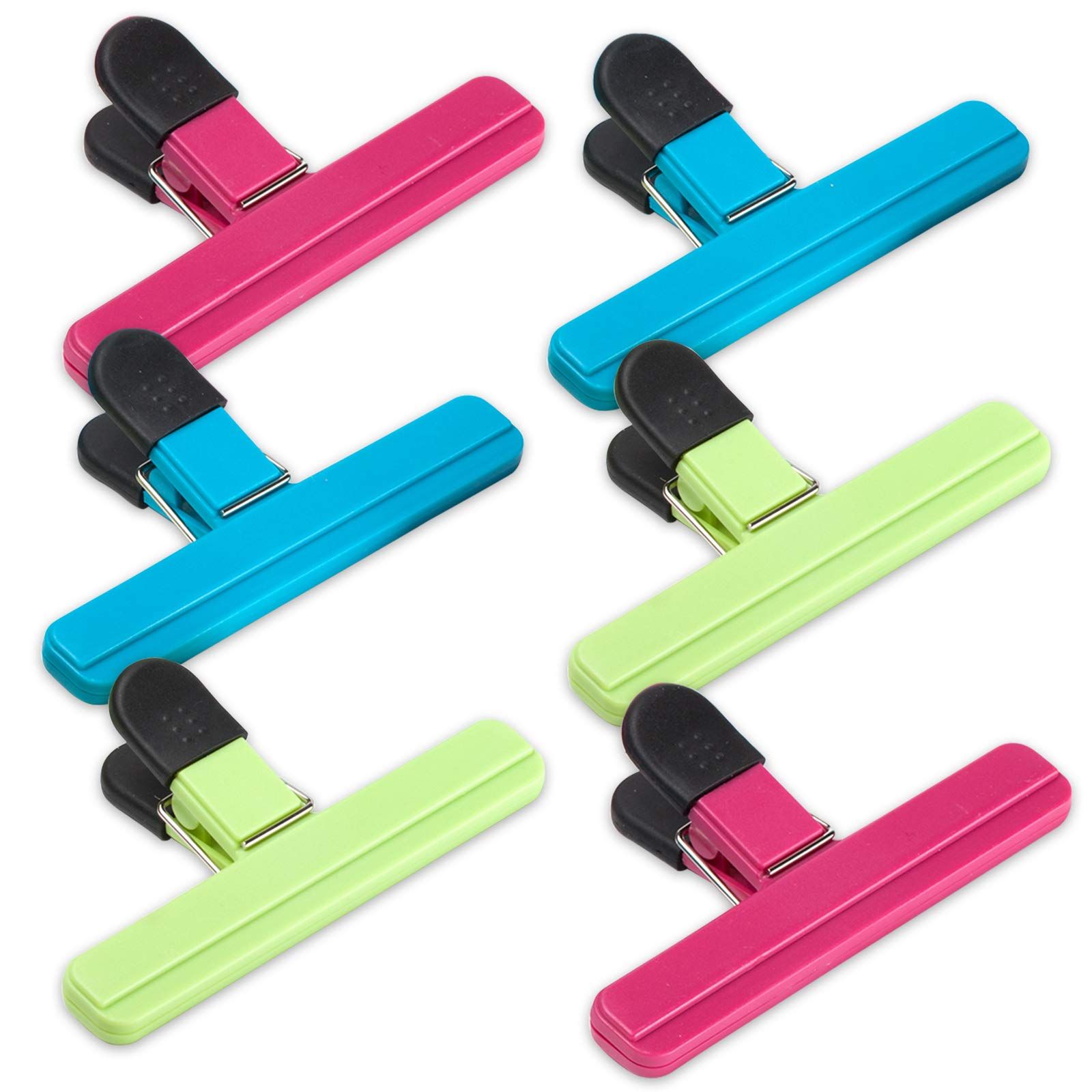 6 Pack Chip Bag Clips, 6 Inch Large Size Assorted Colors Foods Snacks Bag — image 1