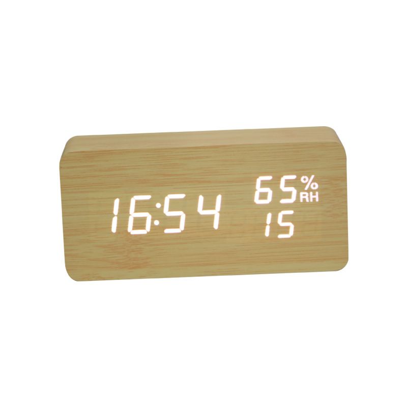 Wood Digital Alarm Clock Desk Time — image 1
