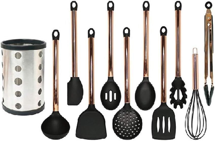 Cooking Spoon,Kitchen Utensil Set,Silicone Cooking Utensil Set, Stainless view 3