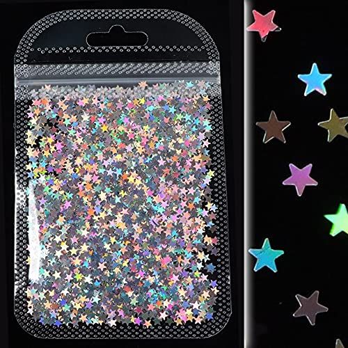12 Colors Holographic Nail Glitter Sequins Colorful Stars Confetti Laser